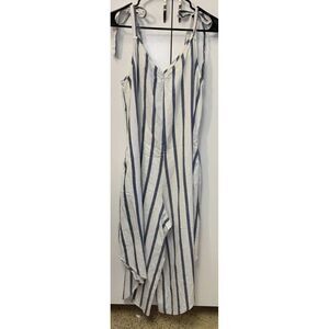 Ivy Street Women Jumpsuit Linen Rayon Romper L Wide Leg Beach Boho Sleeveless